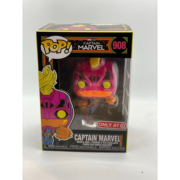 Funko Pop Marvel Captain Marvel Neon Black Light - Picture 1 of 4